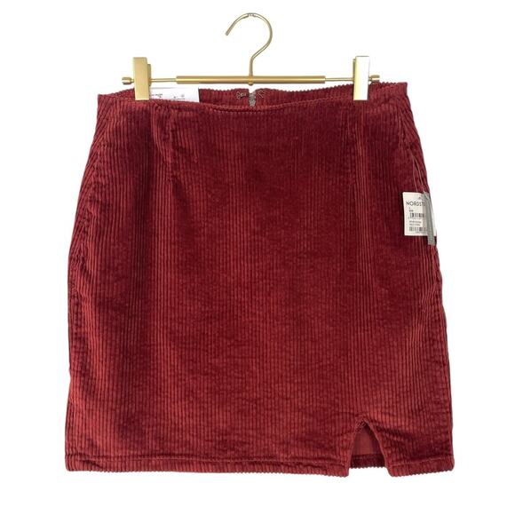 BP Corduroy Notched Hem Skirt Red Fire Large Y2K Retro 70s Dark Academia Preppy - Picture 2 of 12